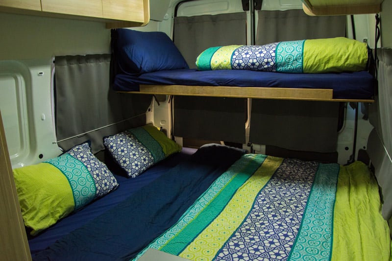 interior of a custom diy van conversion