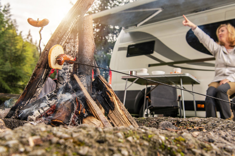 cooking over a campfire in an rv