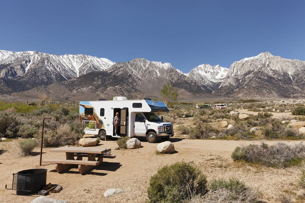 RV camping in the Alabama Hills in eastern California