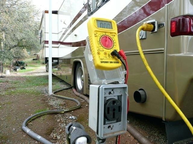 rv power extension cord and multimeter
