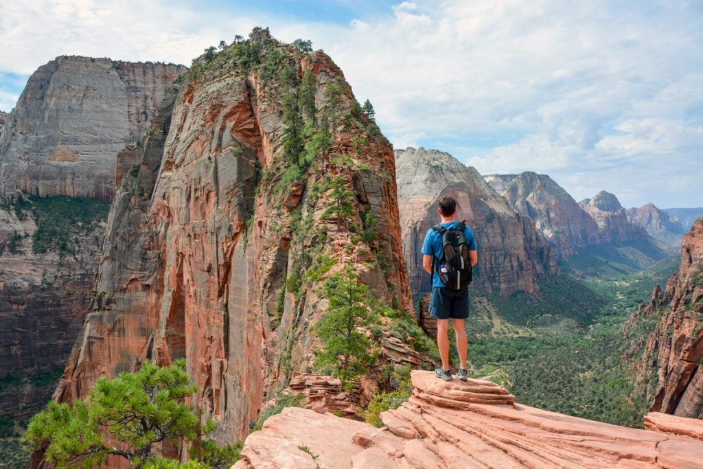 picture of the view from scout lookout on angel's landing trail in zion