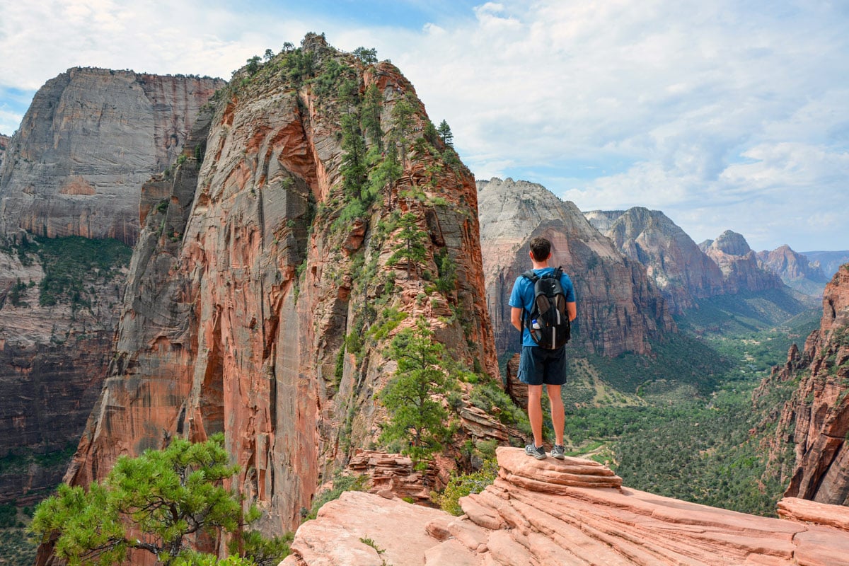view from scout lookout on angel's landing trail in zion