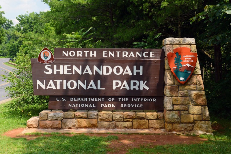 entrance to shenandoah national park