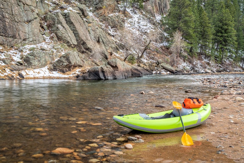 inflatable kayak that's easy to store on the edge of a river