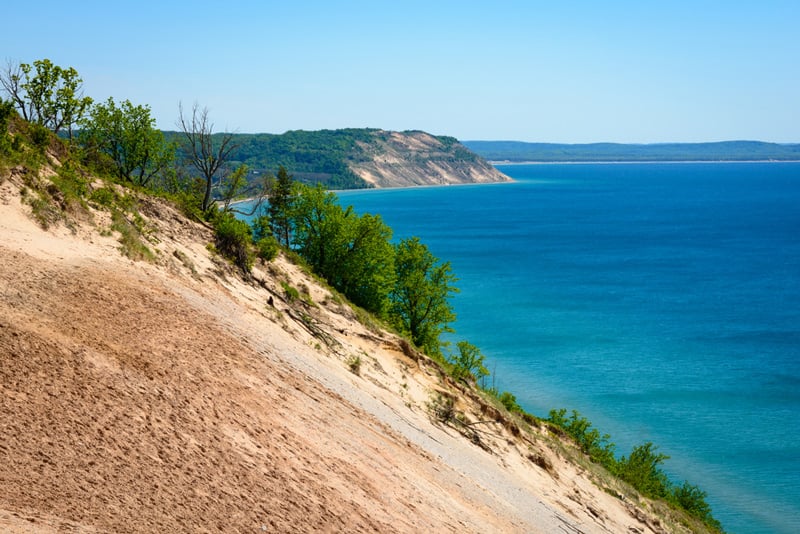hiking along sleeping bear dunes national lakeshore owned by the park service