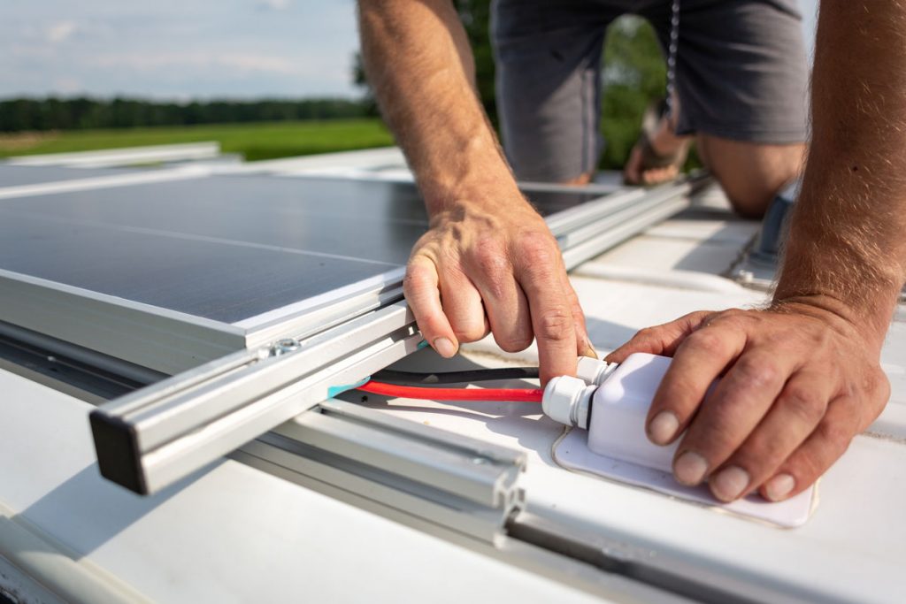 wiring solar panels on the roof of an rv