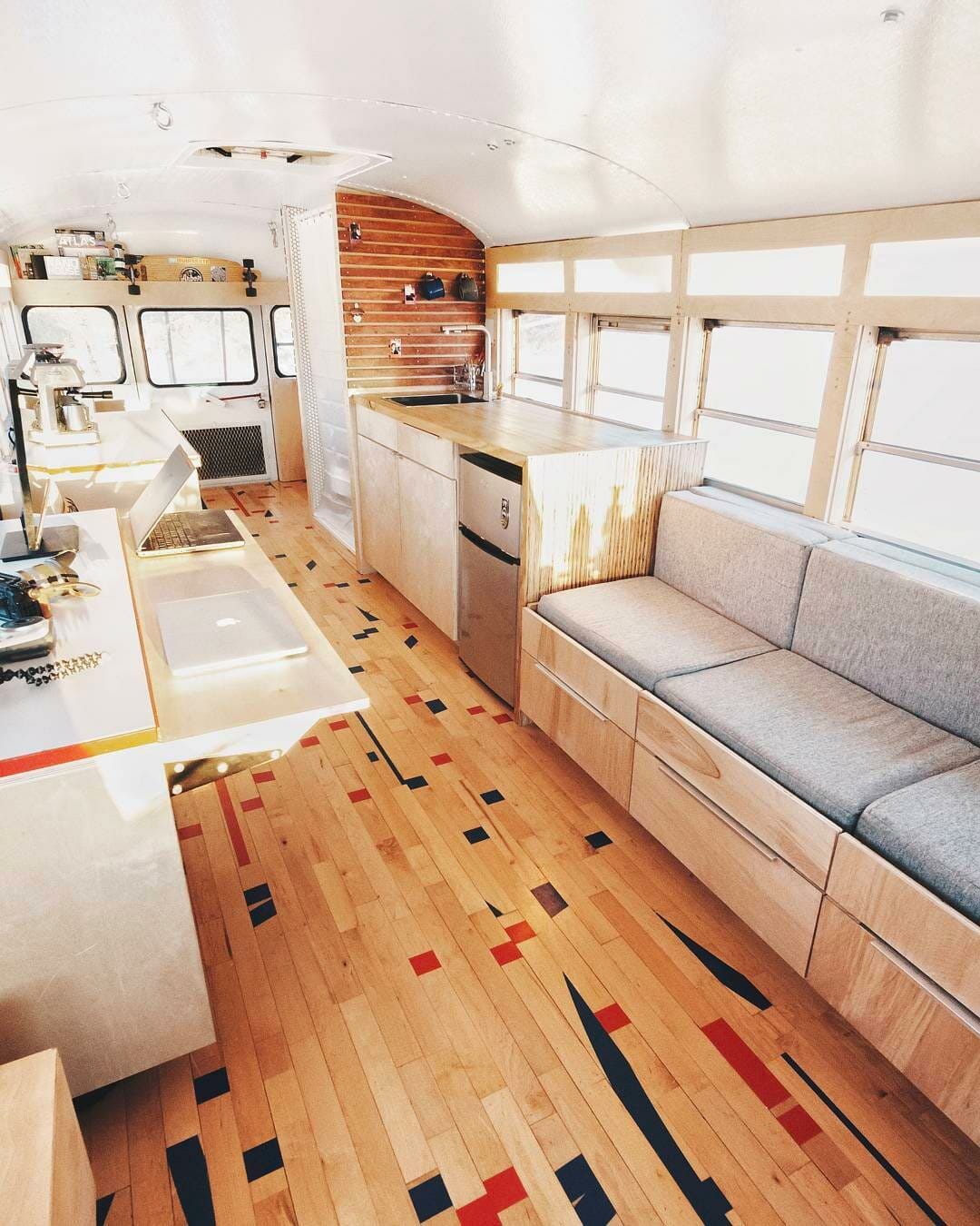 diy skoolie interior camper build