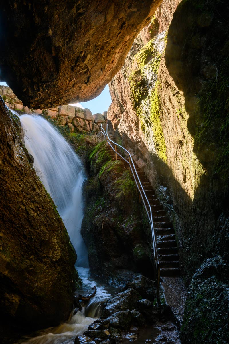 Water flowing through Talus rocks in pinnacles national park california