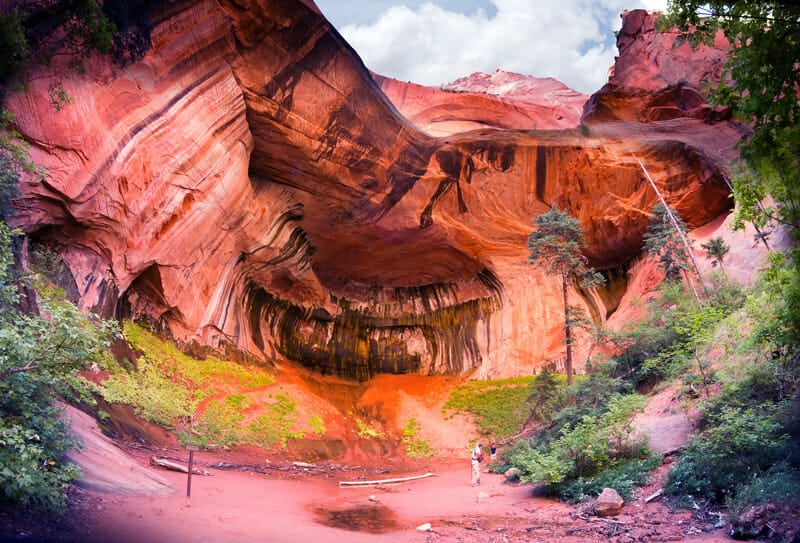 double arch alcove at the end of the middle fork taylor creek trail in zion national park