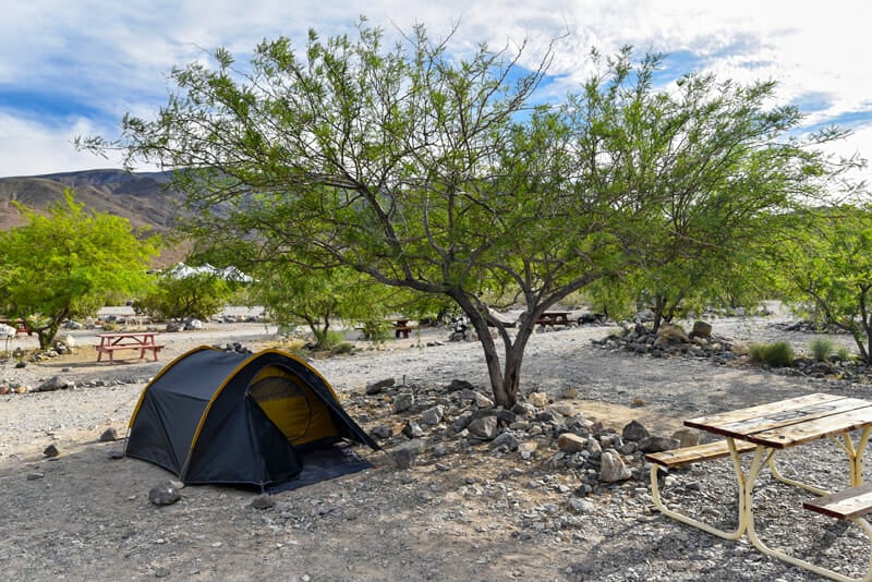 Tent at the mesquite spring campground in death valley national park