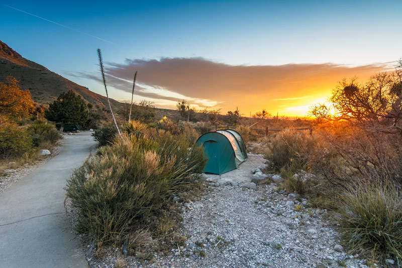 tent camping at guadalupe mountains national park