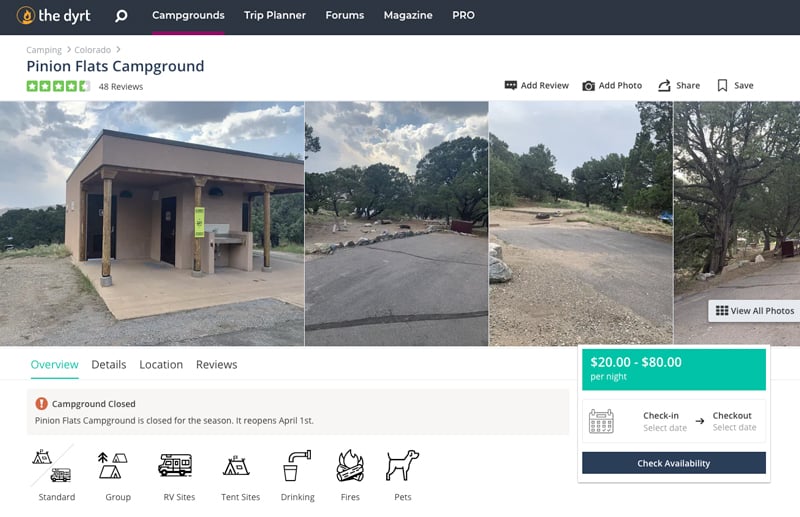 campground reviews with the dyrt pro app