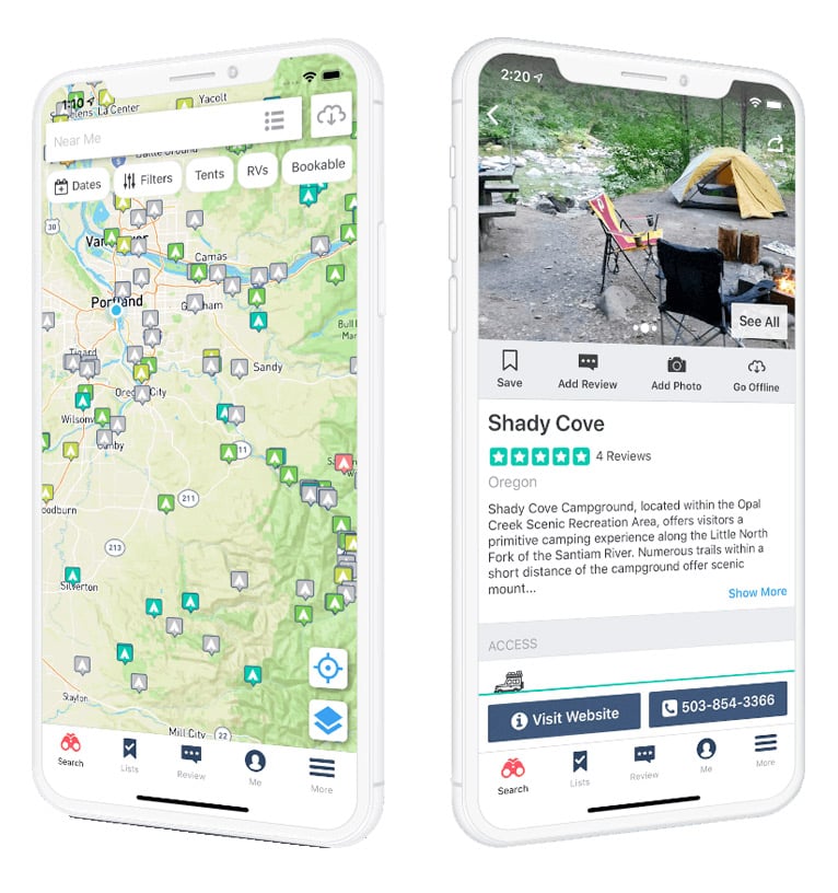 the dyrt road trip planner and camping app