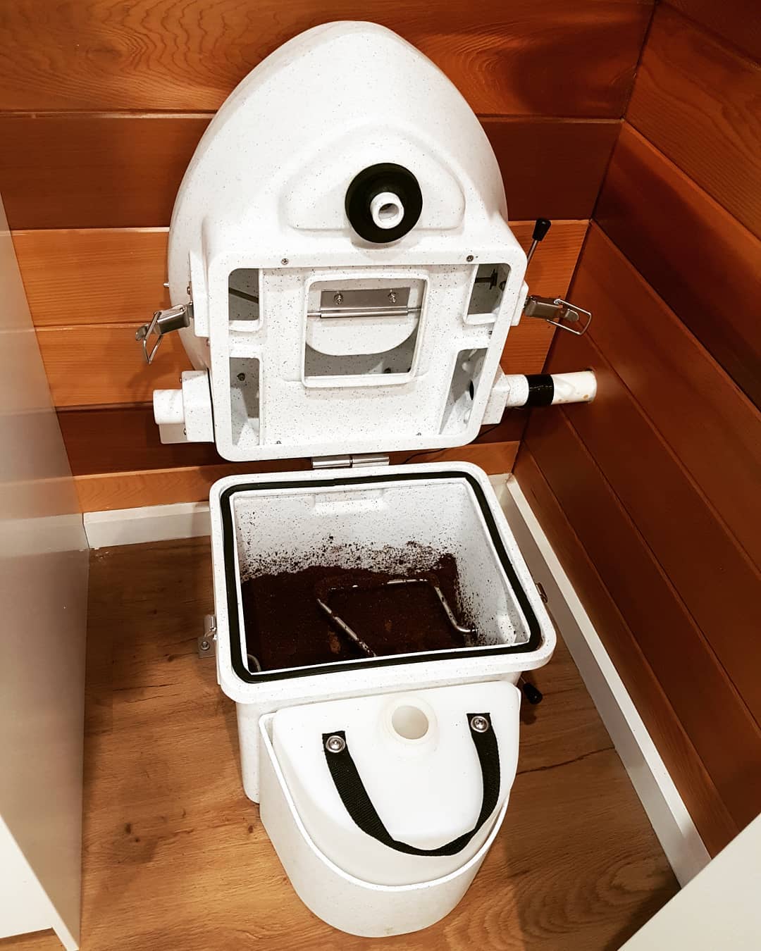 Composting toilet in a campervan conversion