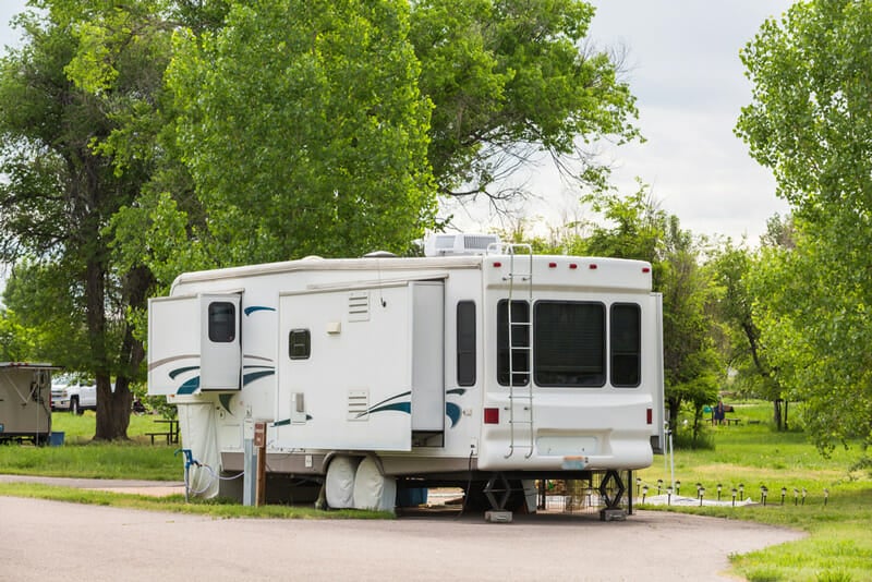 tire covers on a travel trailer