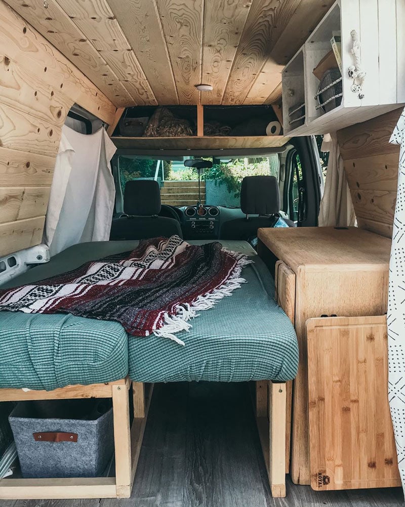 sleeping and camping in a ford transit connect conversion