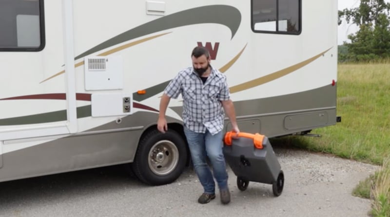How to transport an RV portable waste water tank