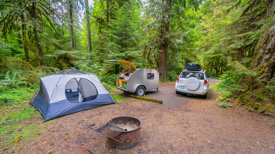 camping in a teardrop travel trailer