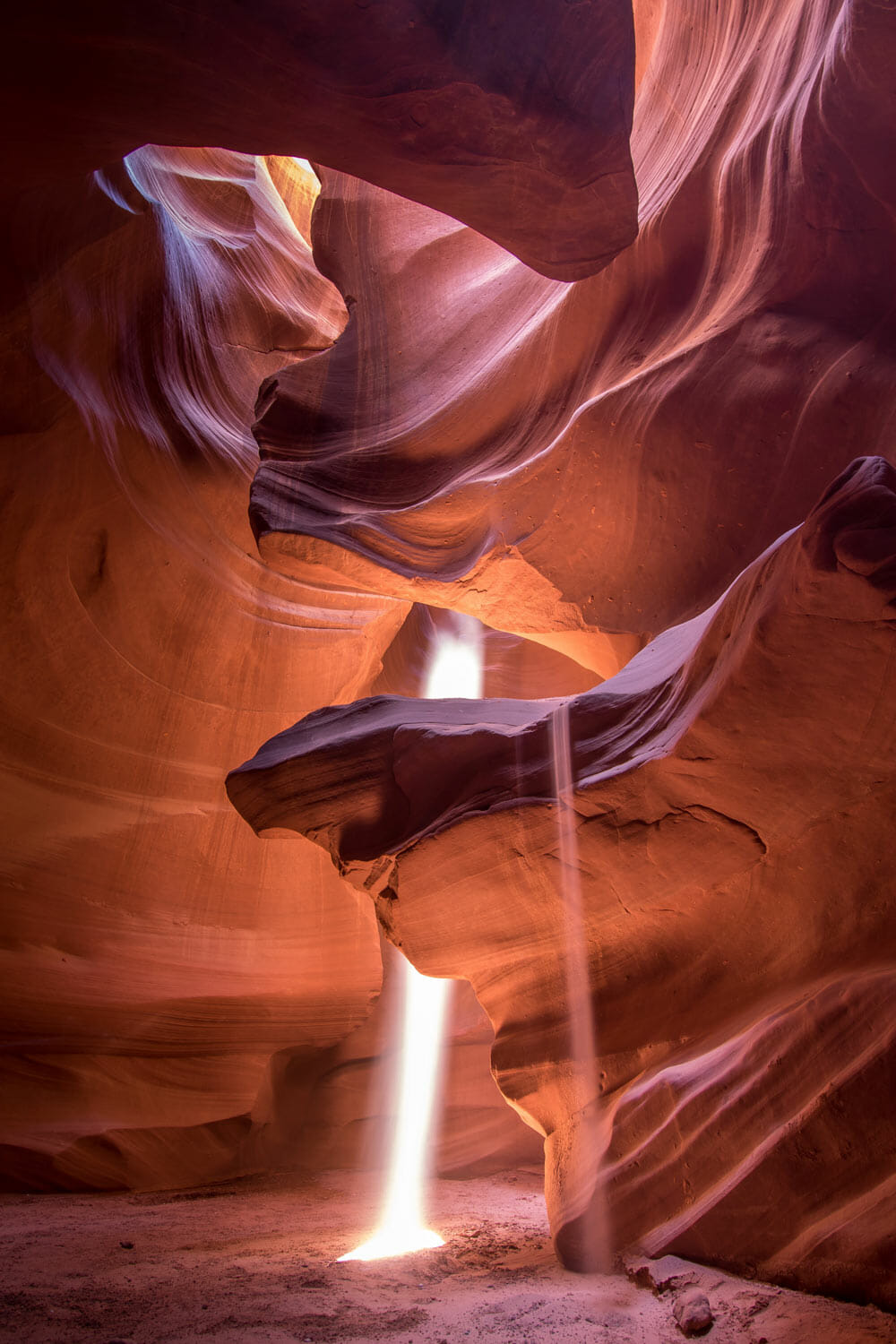 Light beams shine in upper antelope canyon arizona