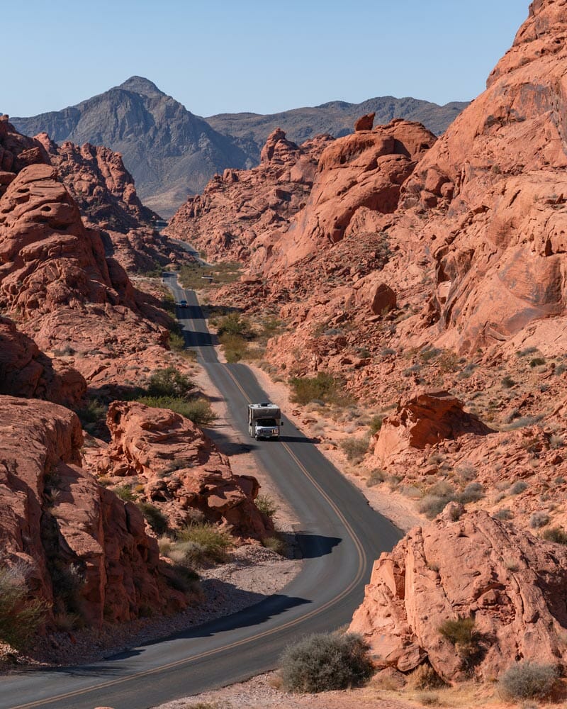 driving a camper to the valley of fire state park nevada