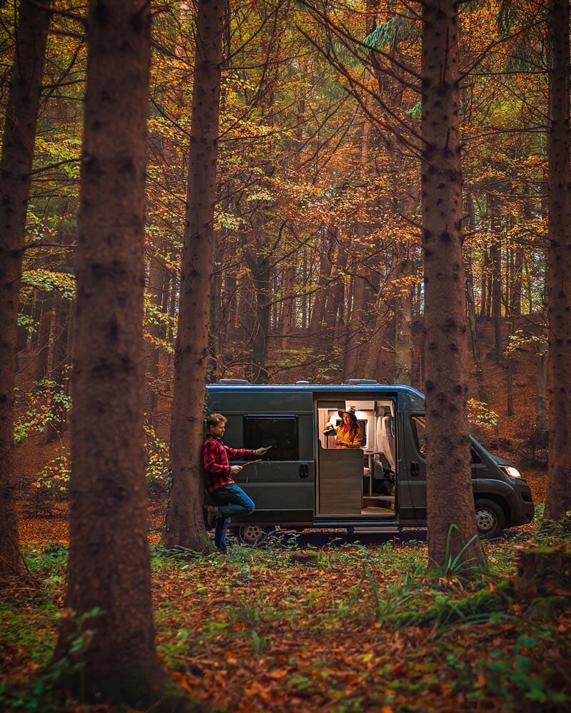 spending the night at a van life campsite