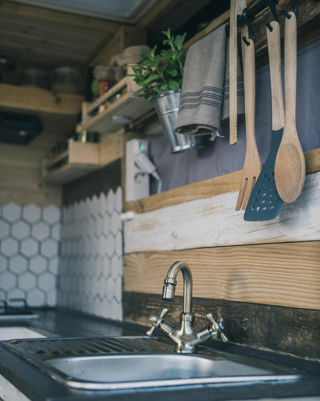 DIY campervan conversion kitchen