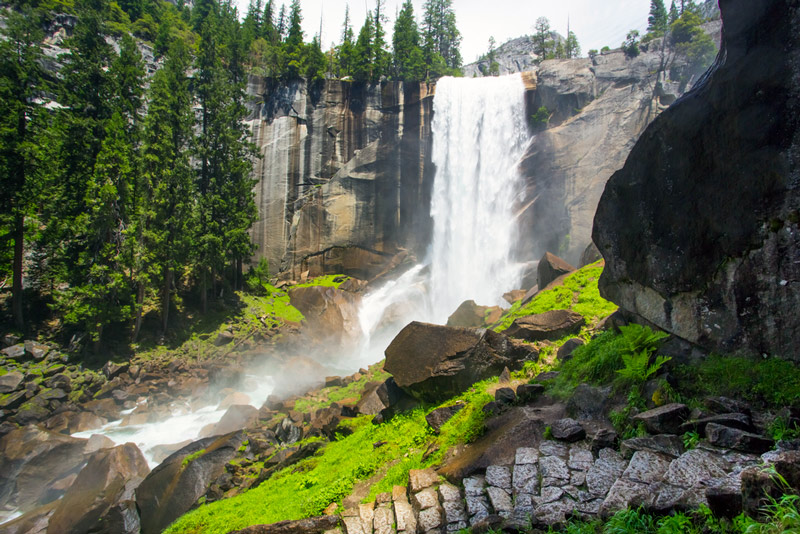 vernal fall trail to half dome in yosemite