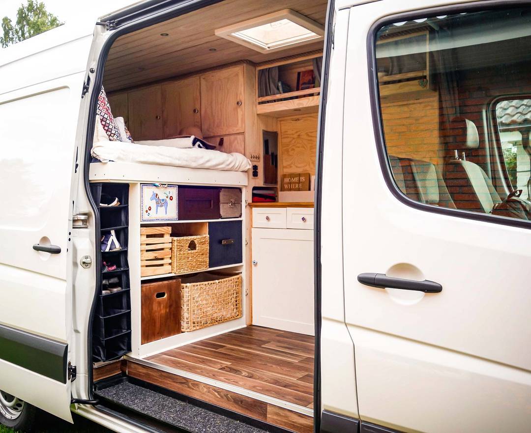 storage and organization in a #vanlife campervan conversion build