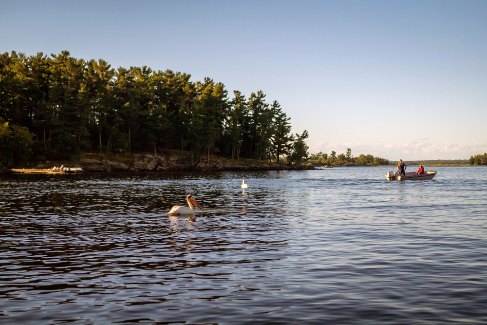 boating on a lake in voyageurs national park in minnesota