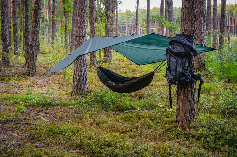 trying to stay dry while sleeping in a wet hammock tent