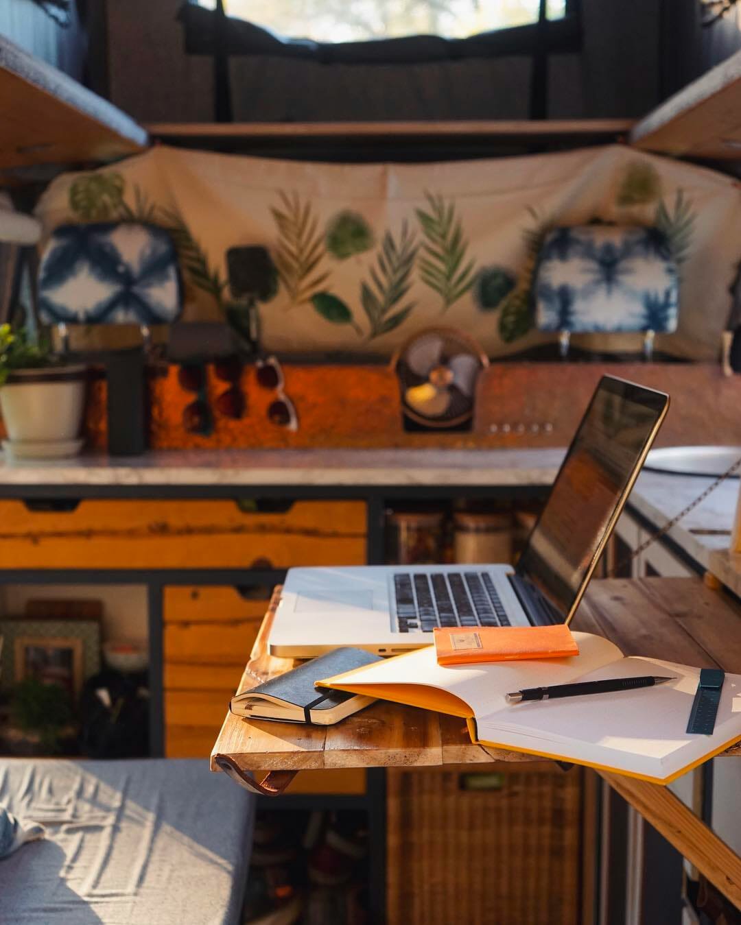 workspace ideas for building an office into a campervan conversion