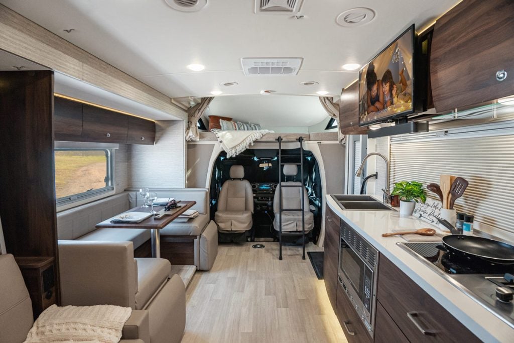 interior of a small winnebago rv