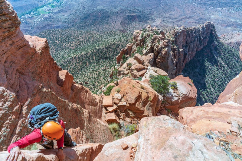 rock climbing cowboy ridge in zion national park